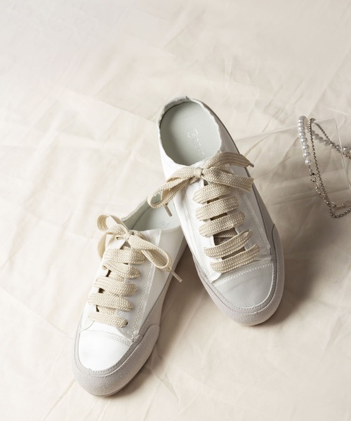 me+em select（ミームセレクト）の「サテンレースアップスニーカーサンダル（スニーカー・レディース・ピンク/ブラック/ホワイト/パープル・23/24/24.5/23.5）」の6枚目の写真