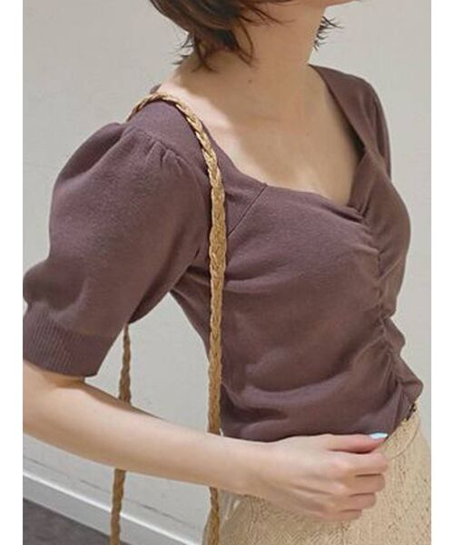 dazzlin(ダズリン)の「ハートマークギャザーニットトップス(ニット/セーター・レディース・ベージュ/ブラウン/オフホワイト/ブルー・FREE)」の20枚目の写真