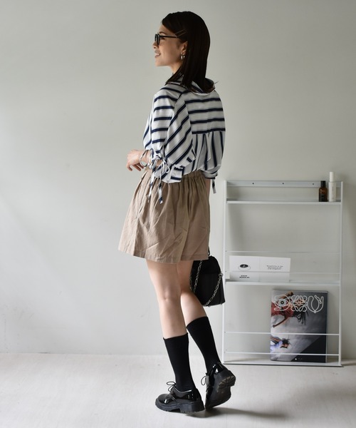 Cheri（シェリ）の「シフォンストライプVネックブラウス（シャツ/ブラウス・レディース・ブラック/ブルー/ピンク・FREE）」の9枚目の写真