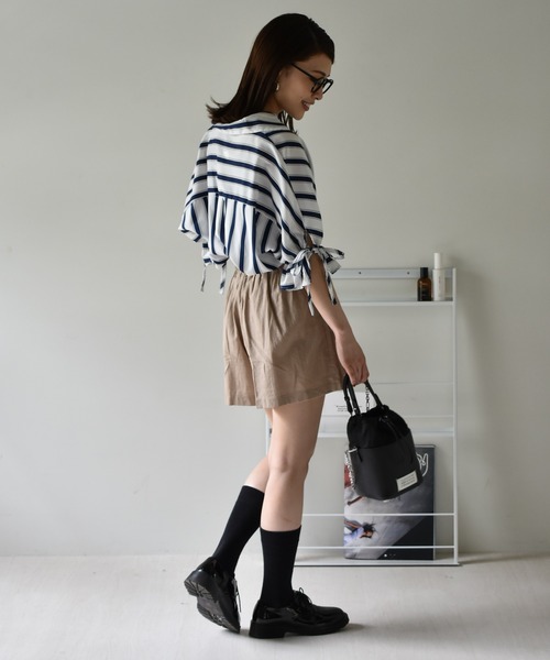 Cheri（シェリ）の「シフォンストライプVネックブラウス（シャツ/ブラウス・レディース・ブラック/ブルー/ピンク・FREE）」の10枚目の写真