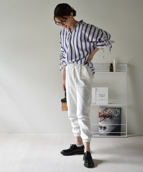 Cheri（シェリ）の「シフォンストライプVネックブラウス（シャツ/ブラウス・レディース・ブラック/ブルー/ピンク・FREE）」の13枚目の写真