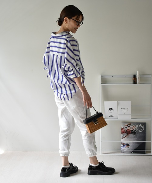 Cheri（シェリ）の「シフォンストライプVネックブラウス（シャツ/ブラウス・レディース・ブラック/ブルー/ピンク・FREE）」の15枚目の写真