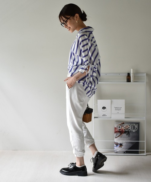 Cheri（シェリ）の「シフォンストライプVネックブラウス（シャツ/ブラウス・レディース・ブラック/ブルー/ピンク・FREE）」の14枚目の写真