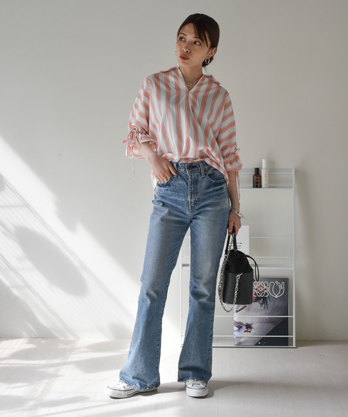 Cheri（シェリ）の「シフォンストライプVネックブラウス（シャツ/ブラウス・レディース・ブラック/ブルー/ピンク・FREE）」の19枚目の写真