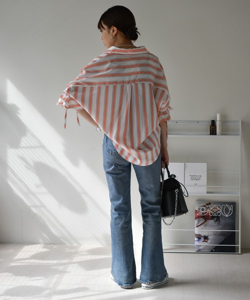 Cheri（シェリ）の「シフォンストライプVネックブラウス（シャツ/ブラウス・レディース・ブラック/ブルー/ピンク・FREE）」の21枚目の写真