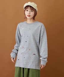 CUBE SUGAR（キューブシュガー）の「WEB限定 USAコットン 刺繍 ロングスリーブ Tシャツ（Tシャツ/カットソー）」