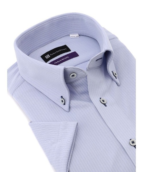 Perfect Suit FActory（パーフェクトスーツファクトリー）の「【抗菌/形態安定】ニット半袖ワイシャツ　ブルー/ピンク（ビジネスシャツ・メンズ・ピンク/ブルー・LL/M/S/L）」の4枚目の写真