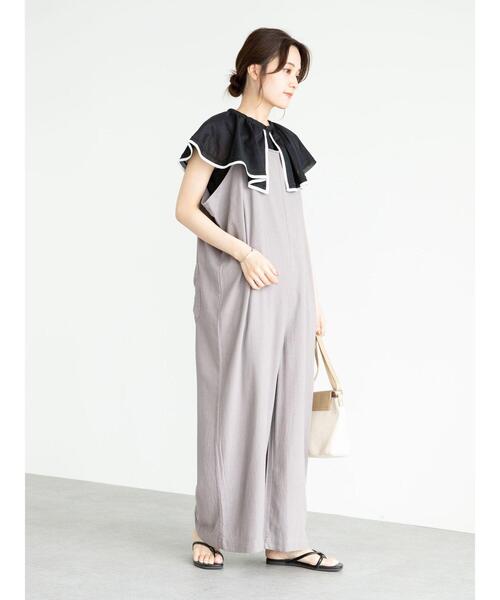 Sugar spoon（シュガースプーン）の「・SUGAR SPOON リネンワイドサロペットパンツ＊（サロペット/オーバーオール・レディース・チャコールグレー/ベージュ/グレー/ピンク・FREE）」の17枚目の写真
