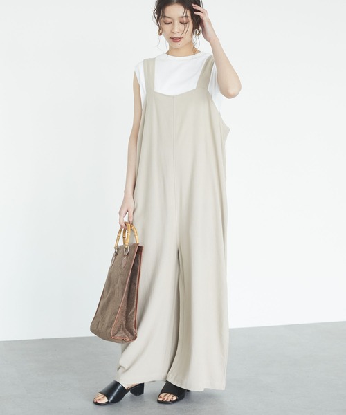 Sugar spoon（シュガースプーン）の「・SUGAR SPOON リネンワイドサロペットパンツ＊（サロペット/オーバーオール・レディース・チャコールグレー/ベージュ/グレー/ピンク・FREE）」の4枚目の写真