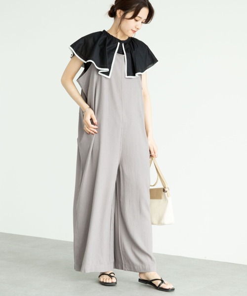 Sugar spoon（シュガースプーン）の「・SUGAR SPOON リネンワイドサロペットパンツ＊（サロペット/オーバーオール・レディース・チャコールグレー/ベージュ/グレー/ピンク・FREE）」の3枚目の写真