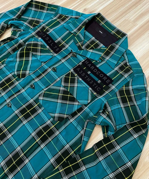 DIESEL（ディーゼル）の「ベルクロワッペン バックロゴチェックシャツ「S-TAKESHI」（シャツ/ブラウス・メンズ・オレンジ/グリーン・S/M/L/XL/XXL）」の7枚目の写真