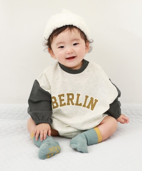 devirock（デビロック）の「バイカラー スウェットロンパース（ロンパース・キッズ・スミクロ/ブルー系その他/グレー系その他/ブルーグレー/モカ/その他7/その他6・80ｃｍ/70cm）」の2枚目の写真