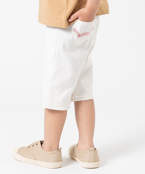 EDWIN（エドウィン）の「EDWIN / エドウイン ストレッチハーフパンツ（その他パンツ・キッズ・カーキ/ブラック/オフホワイト/ミント/レッド/ピンク/ネイビー/ベージュ/サックスブルー/グレー/マスタード/オレンジ系その他/パープル/モカ/ブルー/ホワイト/ライトブルー・100cm/130cm/110cm/120cm/95cm/80ｃｍ/95㎝/90cm）」の2枚目の写真