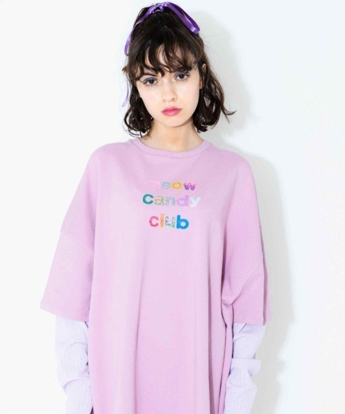 Candy Stripper(キャンディストリッパー)の「MEOW CANDY CLUB LAYERED トップス(Tシャツ/カットソー・レディース・アイボリー/グレー/ピンク・2)」の3枚目の写真