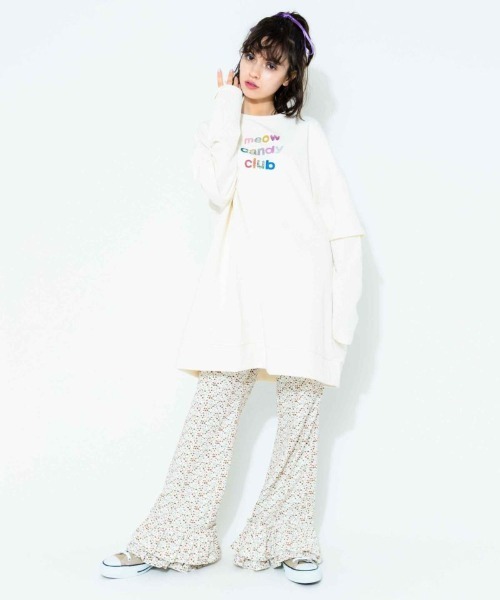 Candy Stripper(キャンディストリッパー)の「MEOW CANDY CLUB LAYERED トップス(Tシャツ/カットソー・レディース・アイボリー/グレー/ピンク・2)」の4枚目の写真