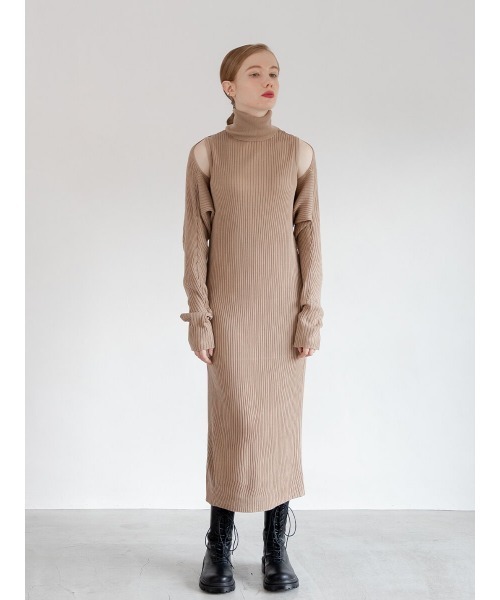 Ayla（アイラ）の「arm knit set onepiece（ワンピース・レディース・ブラック/ベージュ・FREE）」の2枚目の写真