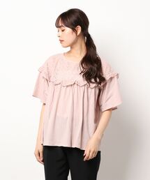 Samansa Mos2 | オーバーレースフリルカットソー(Tシャツ/カットソー)