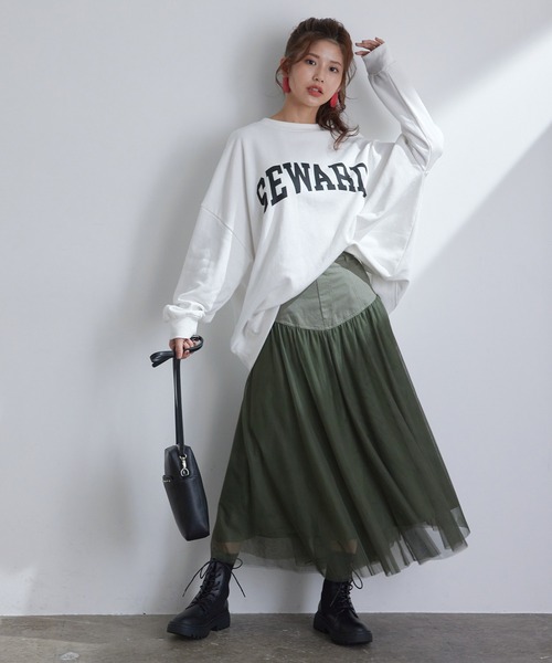 vis-`a-vis(ビサビ)の「【WEB限定】すっきり見えチュールドッキングスカート(スカート・レディース・ブラック/カーキ/キナリ・S/M)」の13枚目の写真