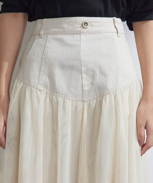 vis-`a-vis(ビサビ)の「【WEB限定】すっきり見えチュールドッキングスカート(スカート・レディース・ブラック/カーキ/キナリ・S/M)」の19枚目の写真