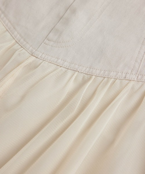 vis-`a-vis(ビサビ)の「【WEB限定】すっきり見えチュールドッキングスカート(スカート・レディース・ブラック/カーキ/キナリ・S/M)」の10枚目の写真