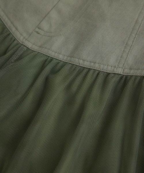 vis-`a-vis(ビサビ)の「【WEB限定】すっきり見えチュールドッキングスカート(スカート・レディース・ブラック/カーキ/キナリ・S/M)」の7枚目の写真