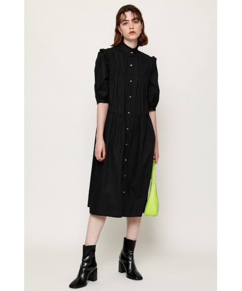 SLY（スライ）の「FRILL SHOULDER LONG OP フリルショルダーワング ワンピース（ワンピース・レディース・ホワイト/ブラウン/ブラック・1/2）」の2枚目の写真