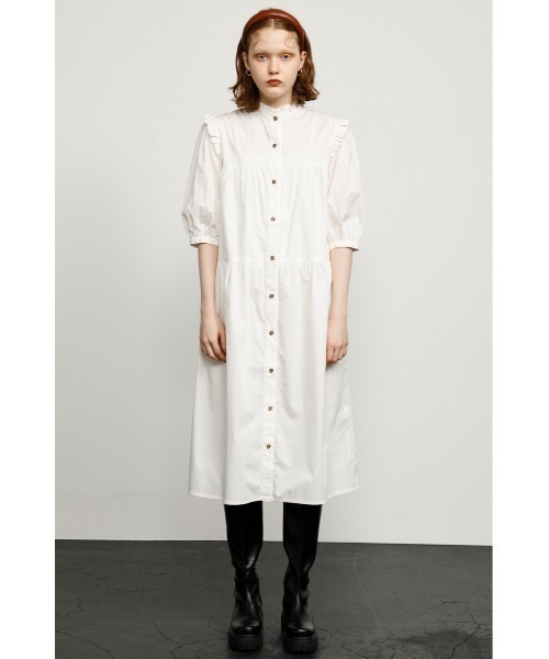 SLY（スライ）の「FRILL SHOULDER LONG OP フリルショルダーワング ワンピース（ワンピース・レディース・ホワイト/ブラウン/ブラック・1/2）」の15枚目の写真