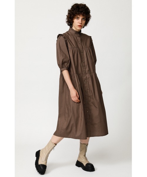 SLY（スライ）の「FRILL SHOULDER LONG OP フリルショルダーワング ワンピース（ワンピース・レディース・ホワイト/ブラウン/ブラック・1/2）」の6枚目の写真