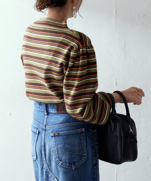 DISCOAT（ディスコート）の「マルチボーダーハイネックプルオーバー（ニット/セーター・レディース・パープル/イエロー/ブルー/グリーン/グリーン系その他・FREE）」の21枚目の写真