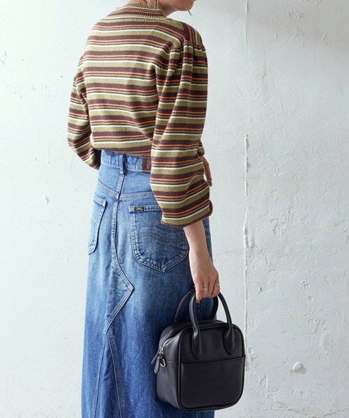 DISCOAT（ディスコート）の「マルチボーダーハイネックプルオーバー（ニット/セーター・レディース・パープル/イエロー/ブルー/グリーン/グリーン系その他・FREE）」の8枚目の写真