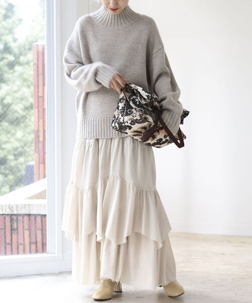 B:MING by BEAMS（ビーミングバイビームス）の「B:MING by BEAMS / イレヘム ティアード スカート 21AW（スカート・レディース・ベージュ/カーキ/アイボリー・SMALL/MEDIUM）」の5枚目の写真