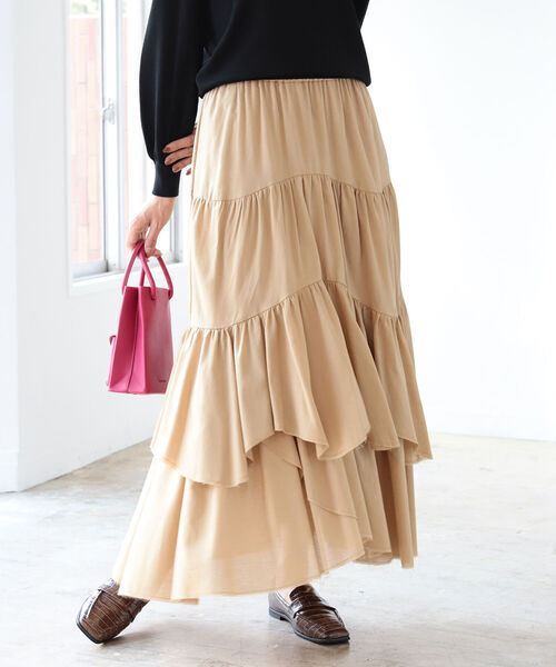 B:MING by BEAMS（ビーミングバイビームス）の「B:MING by BEAMS / イレヘム ティアード スカート 21AW（スカート・レディース・ベージュ/カーキ/アイボリー・SMALL/MEDIUM）」の7枚目の写真