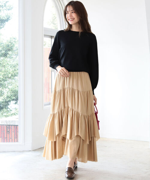 B:MING by BEAMS（ビーミングバイビームス）の「B:MING by BEAMS / イレヘム ティアード スカート 21AW（スカート・レディース・ベージュ/カーキ/アイボリー・SMALL/MEDIUM）」の9枚目の写真