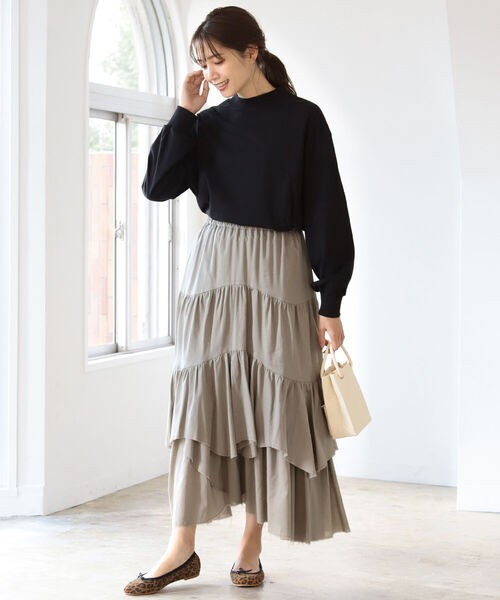 B:MING by BEAMS（ビーミングバイビームス）の「B:MING by BEAMS / イレヘム ティアード スカート 21AW（スカート・レディース・ベージュ/カーキ/アイボリー・SMALL/MEDIUM）」の12枚目の写真