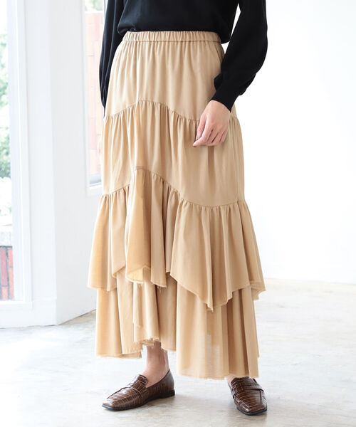 B:MING by BEAMS（ビーミングバイビームス）の「B:MING by BEAMS / イレヘム ティアード スカート 21AW（スカート・レディース・ベージュ/カーキ/アイボリー・SMALL/MEDIUM）」の13枚目の写真