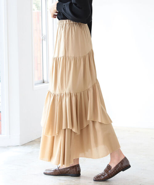 B:MING by BEAMS（ビーミングバイビームス）の「B:MING by BEAMS / イレヘム ティアード スカート 21AW（スカート・レディース・ベージュ/カーキ/アイボリー・SMALL/MEDIUM）」の14枚目の写真