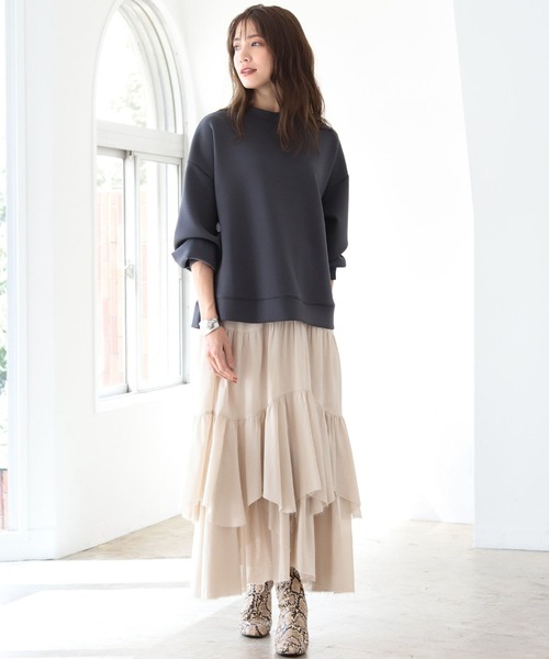 B:MING by BEAMS（ビーミングバイビームス）の「B:MING by BEAMS / イレヘム ティアード スカート 21AW（スカート・レディース・ベージュ/カーキ/アイボリー・SMALL/MEDIUM）」の2枚目の写真