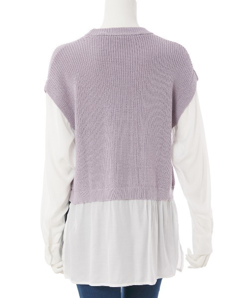 fifth（フィフス）の「布帛ドッキングニット（ニット/セーター・レディース・ブラック/ラベンダー・MEDIUM）」の11枚目の写真