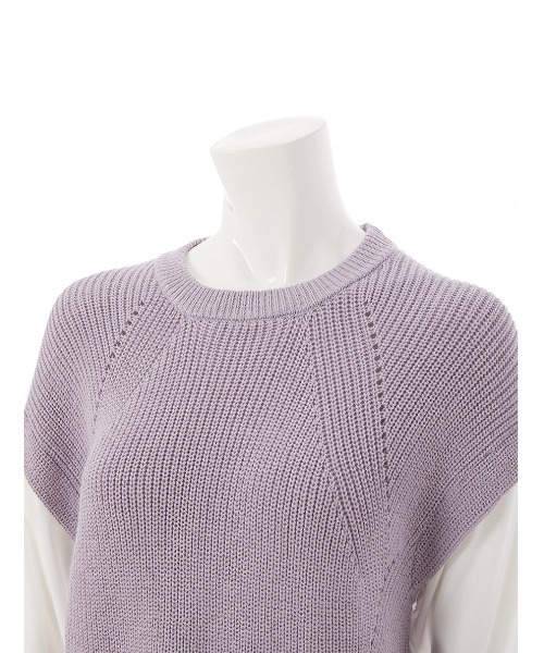 fifth（フィフス）の「布帛ドッキングニット（ニット/セーター・レディース・ブラック/ラベンダー・MEDIUM）」の5枚目の写真