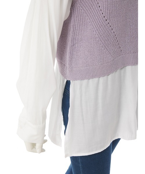 fifth（フィフス）の「布帛ドッキングニット（ニット/セーター・レディース・ブラック/ラベンダー・MEDIUM）」の4枚目の写真