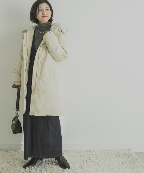 人気 アーバンリサーチ エコペルファーダウンコート ミドル丈 ネイビー 38 美品 アーバンリサーチ エコペルファーダウンコート ミドル丈 ネイビー