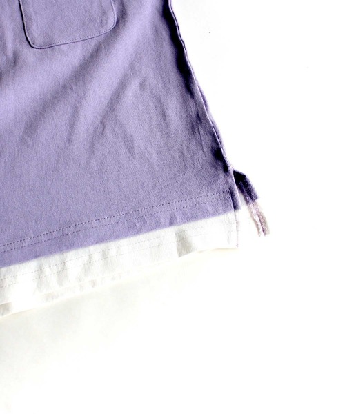 THE CASUAL(カジュアル)の「ビッグシルエット裾フェイク長袖Tシャツ(Tシャツ/カットソー・キッズ・ミント/カーキ/ブラック/ネイビー/ベージュ/ブラウン/チャコール/モカ/ラベンダー/杢グレー・160cm/110cm/120cm/130cm/140cm/150cm)」の15枚目の写真