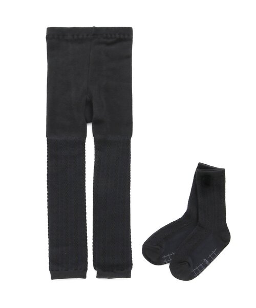 Ampersand（アンパサンド）の「ソックス&レギンスセット（レギンス/スパッツ・キッズ・アイボリー/チャコール/ベージュ/ブラウン/ピンク・100/120/140/110/80/90）」の3枚目の写真