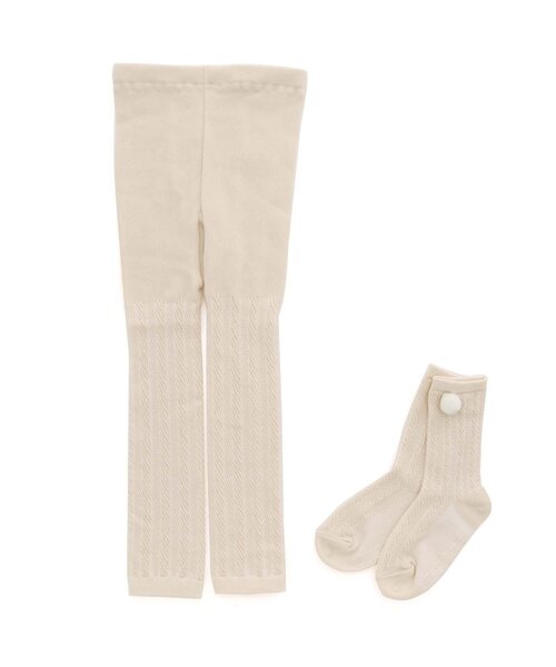 Ampersand（アンパサンド）の「ソックス&レギンスセット（レギンス/スパッツ・キッズ・アイボリー/チャコール/ベージュ/ブラウン/ピンク・100/120/140/110/80/90）」の2枚目の写真