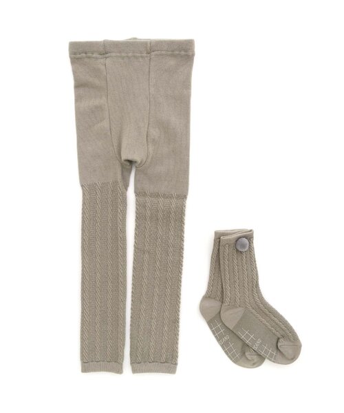 Ampersand（アンパサンド）の「ソックス&レギンスセット（レギンス/スパッツ・キッズ・アイボリー/チャコール/ベージュ/ブラウン/ピンク・100/120/140/110/80/90）」の6枚目の写真