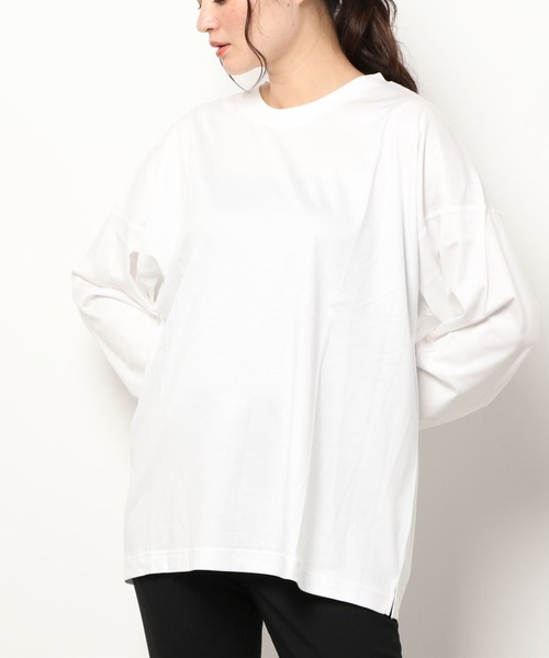 A4A(エーフォーエー)の「A4A/エーフォーエー/モダンシルケットロングスリーブTシャツ(Tシャツ/カットソー・レディース・ブラック/グレー/ホワイト/チャコール・FREE)」の2枚目の写真