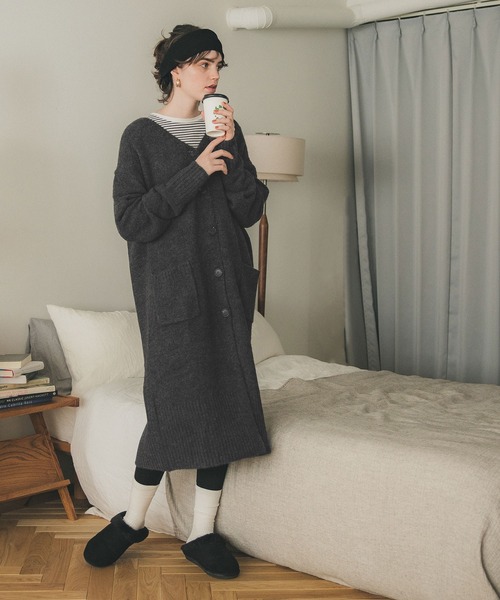 coca(coca)(コカ)の「\\新色登場//ふあふあヤク風ニットカーディガン(カーディガン/ボレロ・レディース・ライトグレー/ブラウン/カーキ/チャコールグレー・SHORT/LONG/ONE SIZE)」の2枚目の写真