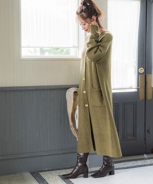 coca(coca)(コカ)の「\\新色登場//ふあふあヤク風ニットカーディガン(カーディガン/ボレロ・レディース・ライトグレー/ブラウン/カーキ/チャコールグレー・SHORT/LONG/ONE SIZE)」の9枚目の写真