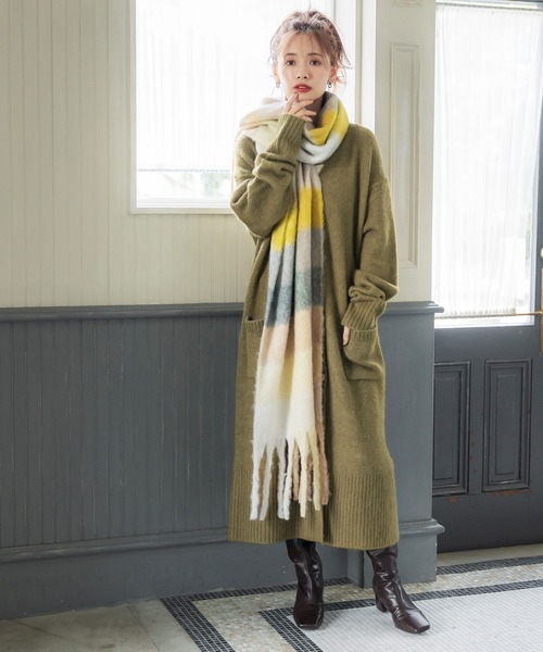 coca(coca)(コカ)の「\\新色登場//ふあふあヤク風ニットカーディガン(カーディガン/ボレロ・レディース・ライトグレー/ブラウン/カーキ/チャコールグレー・SHORT/LONG/ONE SIZE)」の5枚目の写真