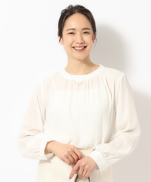 SHOO・LA・RUE(シューラルー)の「◆【S-3L】ハイネックギャザーブラウス(シャツ/ブラウス・レディース・ベージュ系その他5/ブラック系1/アイボリー系1・01/02/03/04/05)」の1枚目の写真